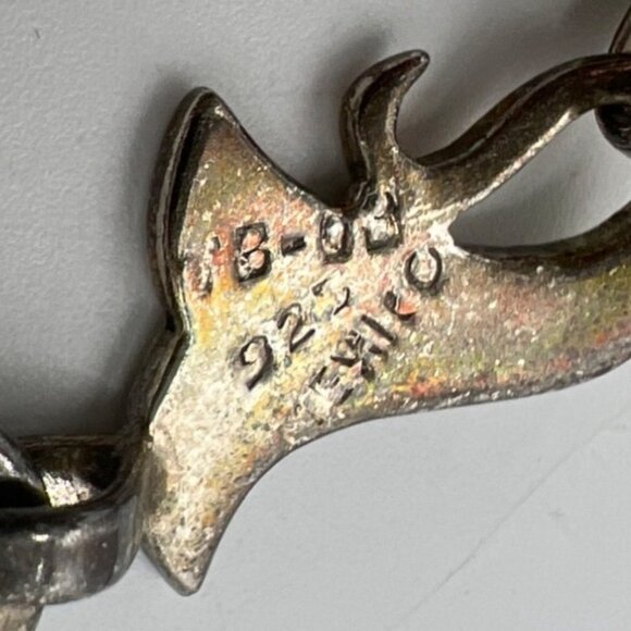 Vtg Taxco Mexican 925 Silver Crushed Turquoise Inlay Section Bracelet 7.5" SW - Picture 4 of 10